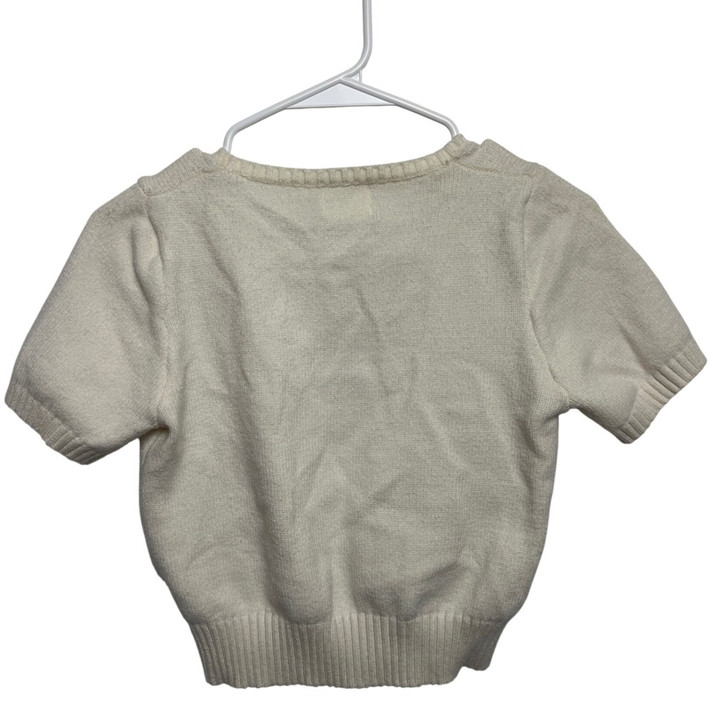 Luna Ivy Cream Strawberry 3D‎ Embroidered SS Cropped Knit Sweater M - Picture 8 of 10